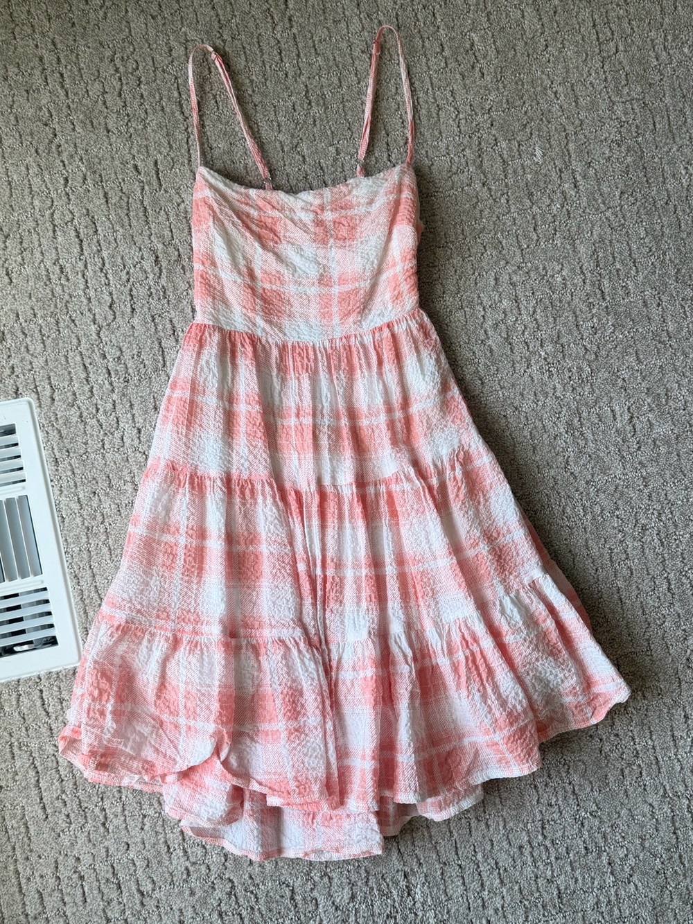 NWT Peach and White Tiered Sundress with Spaghetti Straps